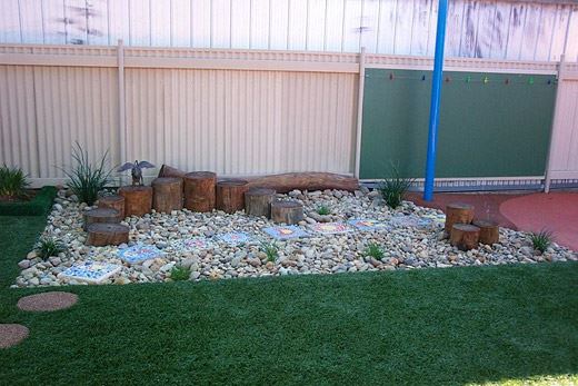 CHILDCARE CENTER PLAYGROUND NATURAL AREA WITH TIMBER LOGS